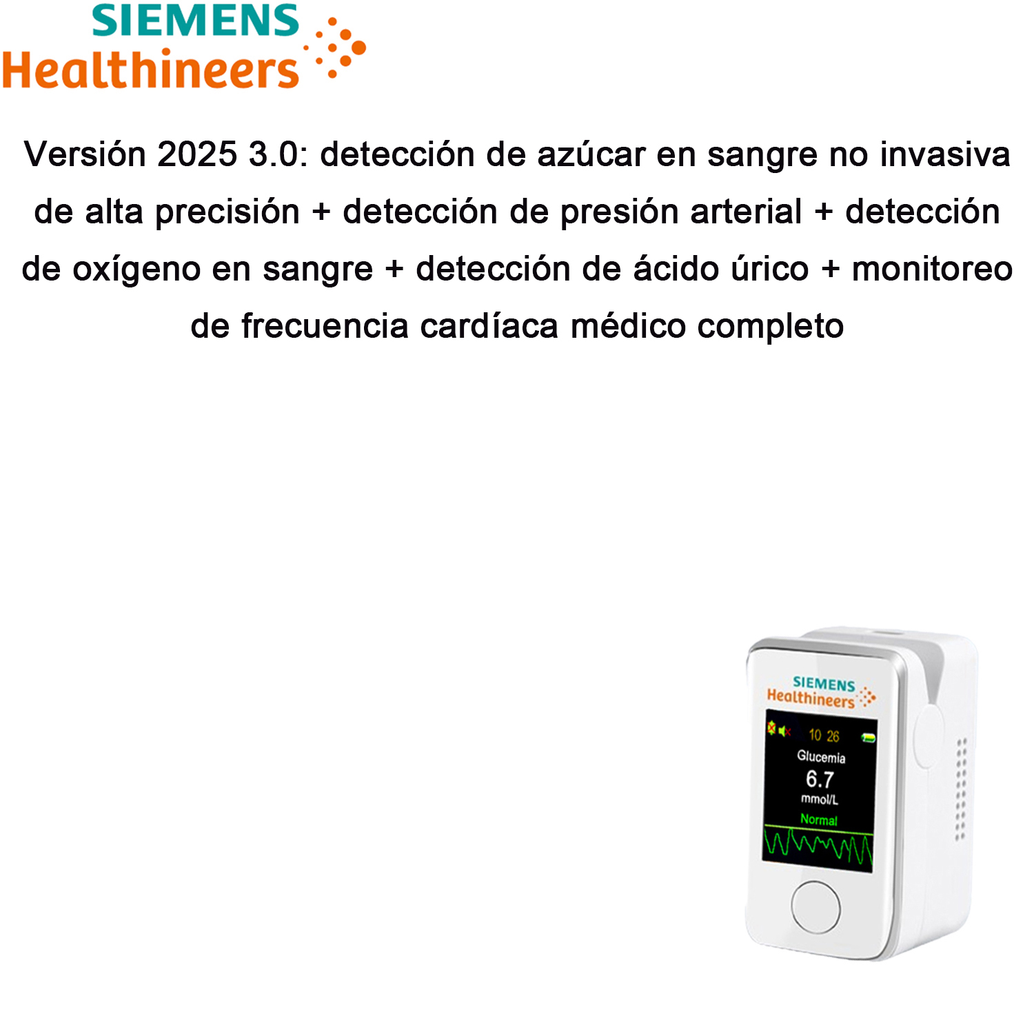 Versión 2025 1.0: detección de azúcar en sangre no invasiva de alta precisión + detección de presión arterial + detección de oxígeno en sangre + detección de ácido úrico + monitoreo de frecuencia cardíaca médico completo