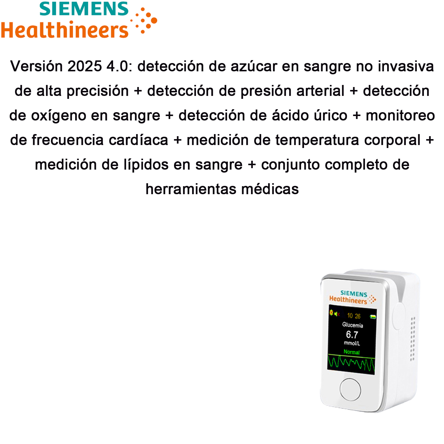 Versión 2025 2.0: detección de azúcar en sangre no invasiva de alta precisión + detección de presión arterial + detección de oxígeno en sangre + detección de ácido úrico + monitoreo de frecuencia cardíaca + medición de temperatura corporal + medición de lípidos en sangre + conjunto completo de herramientas médicas
